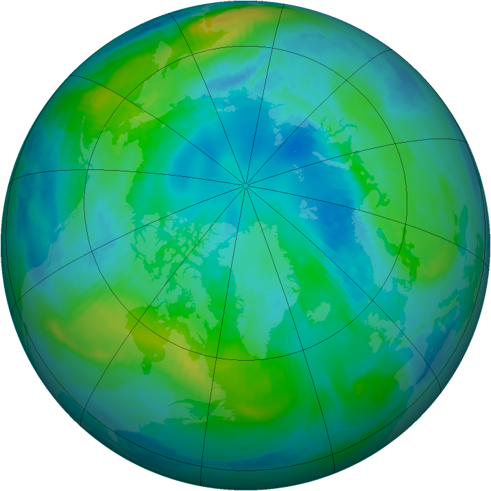 Arctic ozone map for 16 October 1999